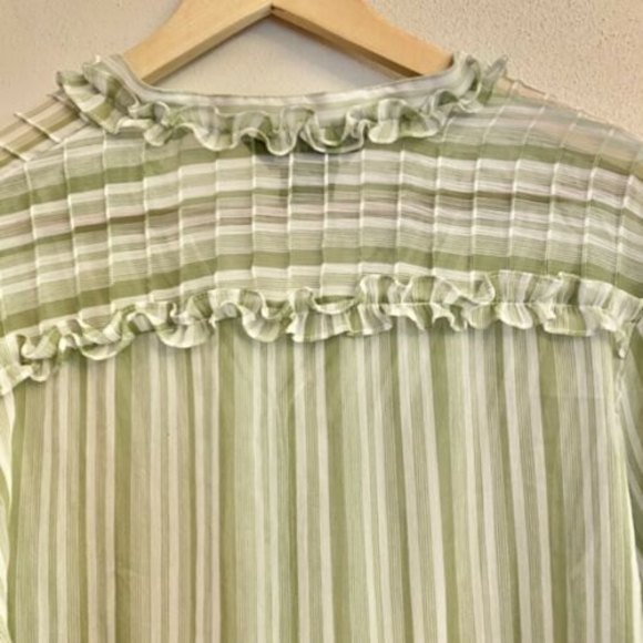 George Designs By Mark Eisen Sage Color Blouse Size XL Ruffle Blouse - Picture 6 of 9